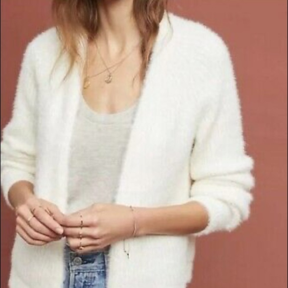 Anthropologie Sleeping on Snow Eyelash Cardigan